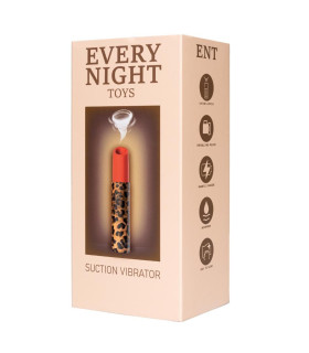Вакуумный стимулятор клитора Every Night Toys в форме помады, с леопардовым принтом, оранжевый - No Taboo