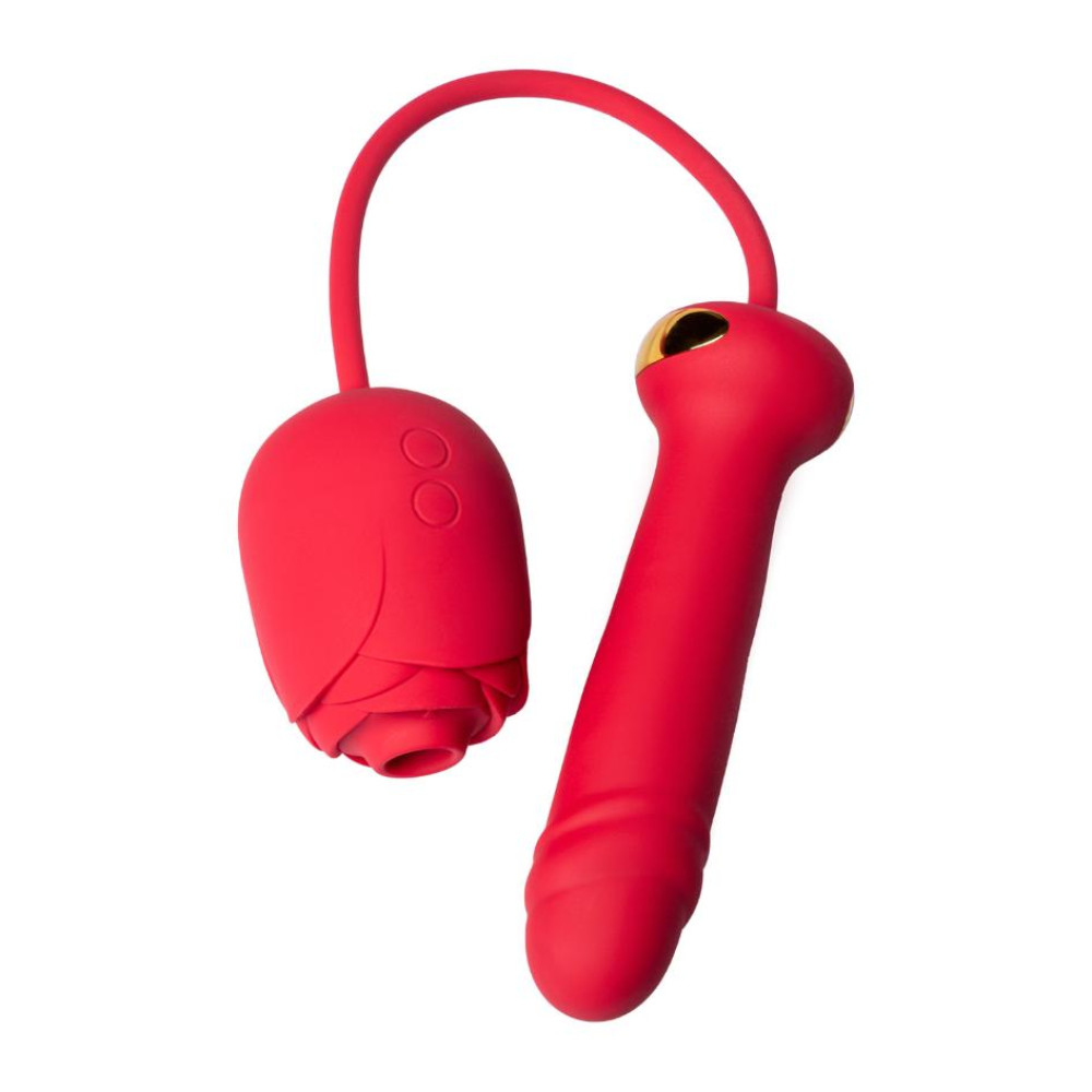 Вакуумный стимулятор клитора в форме розы Every Night Toys с вибратором с фрикциями, красный фото №3 — секс игрушки: Украина, NO TABOO