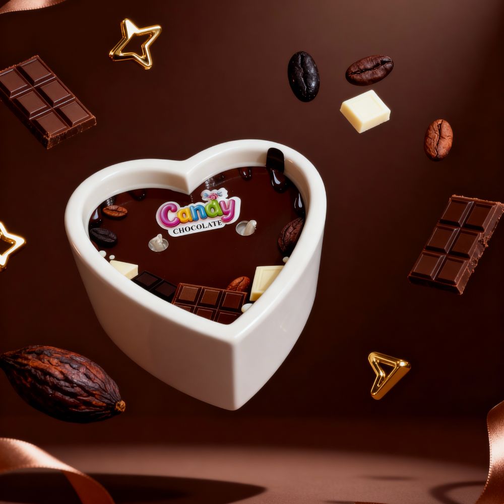 Массажная свеча с ароматом шоколада, 70 мл, Candy Chocolate в форме сердца, фото №2 — секс шоп Украина, NO TABOO