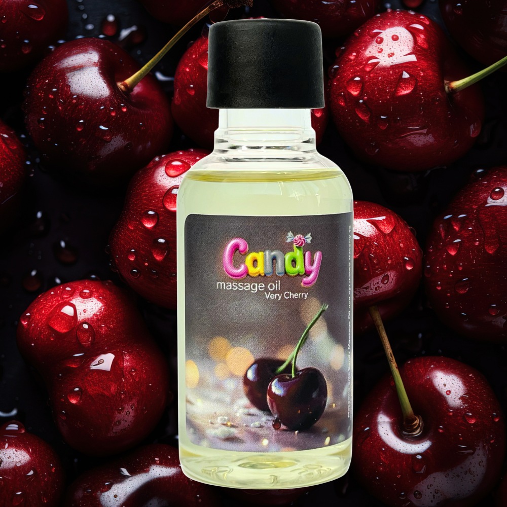 Массажное масло Candy Massage Oil с ароматом вишни, 50 мл, фото №2 — секс шоп Украина, NO TABOO