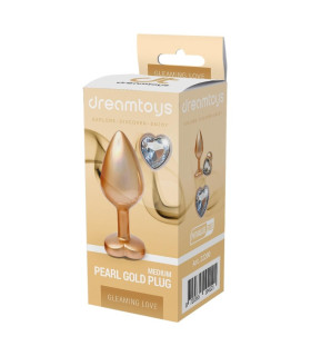 Анальная пробка Dreamtoys Gleaming Love Pearl S, золотая, 7.1 х 2.7 см - No Taboo
