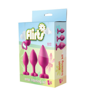 Набор анальных пробок Dream Toys Flirts с белыми кристаллами, розовые, 3 шт - No Taboo