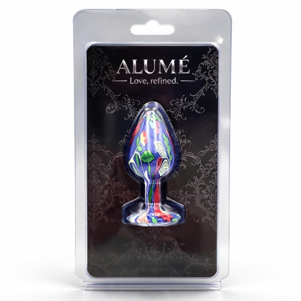Анальная пробка ALUME, S, с белым камнем, синяя, 7.1 × 3.2 см фото №2 — секс игрушки: Украина, NO TABOO