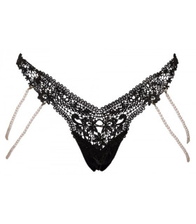 Сексуальные стринги STRING WITH PEARL CHAINS S/M - No Taboo