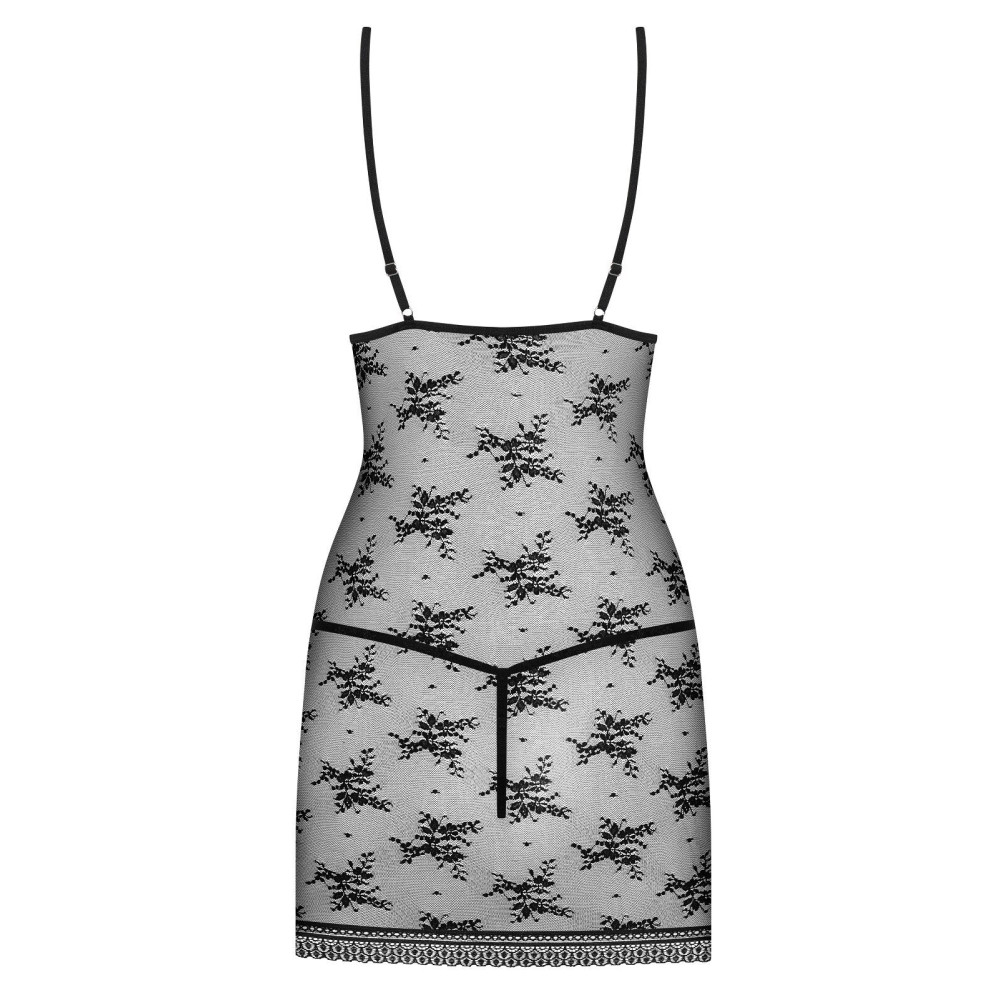 Сорочка и стринги черные Obsessive S/M, фото №4 — секс шоп Украина, NO TABOO