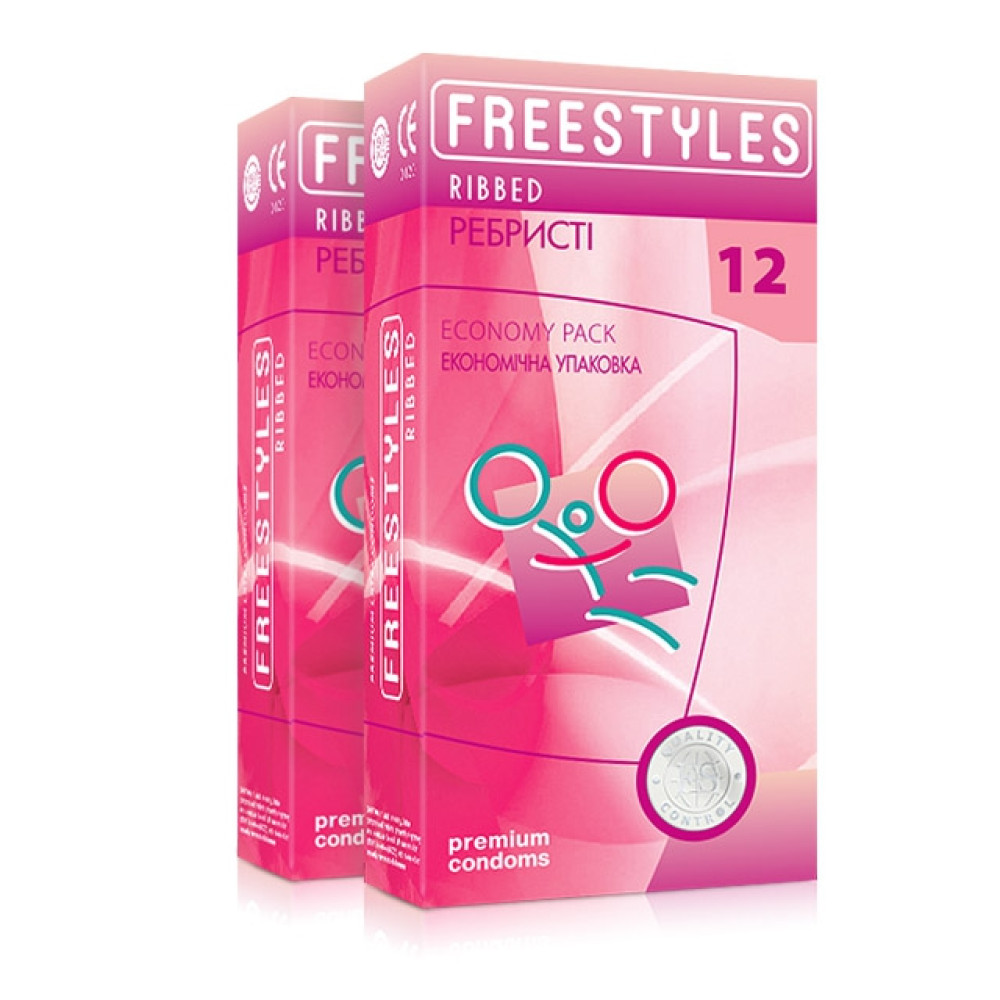 Презервативы ребристые латексные FREESTYLES со смазкой, 0.06 мм, 12 шт, фото №0 — секс шоп Украина, NO TABOO