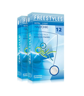 Презервативы ультратонкие Freestyles Ultra Light латексные, 0.04 мм, 12 шт - No Taboo