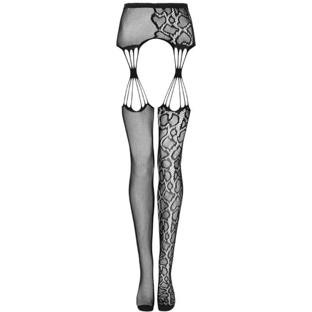 Колготы сексуальные с открытым доступом One Size S821 Obsessive, с принтом, черные, фото №5 — секс шоп Украина, NO TABOO