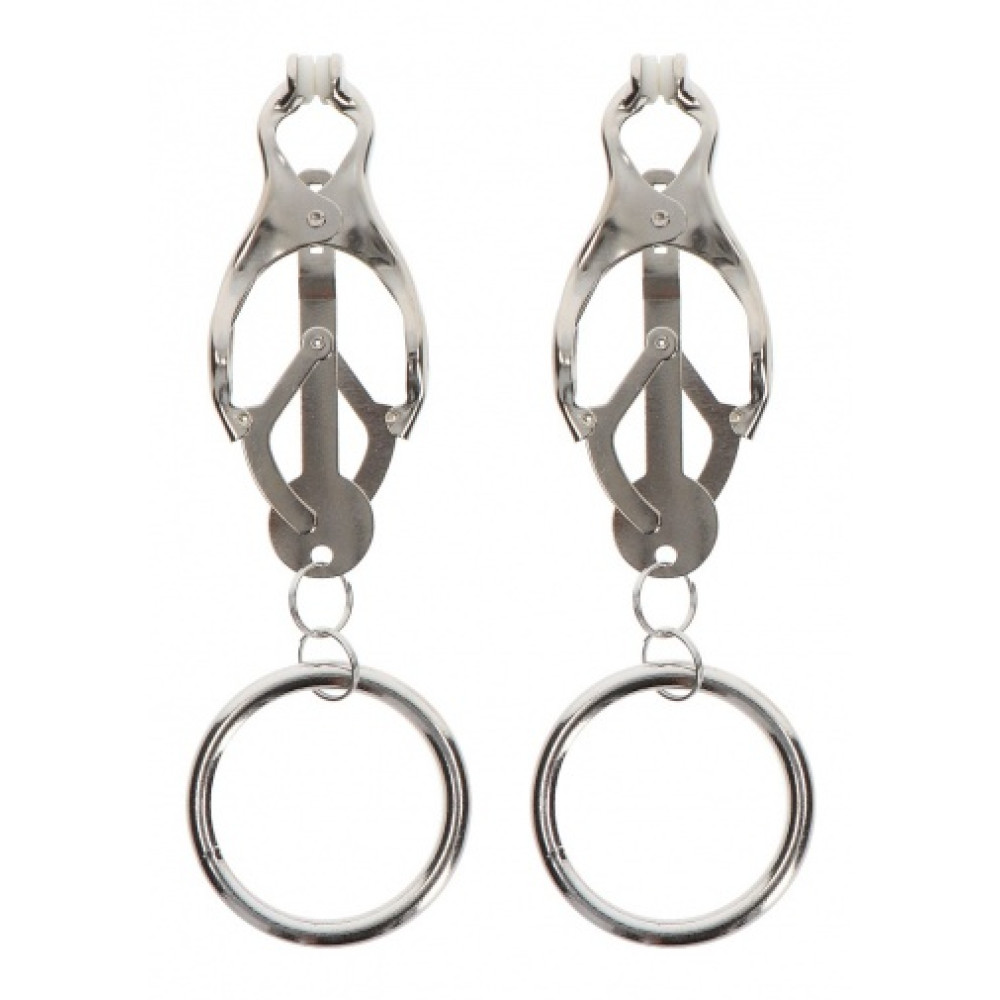 Зажимы-бабочки с кольцом Butterfly Clamps With Ring, серебристые, фото №0 — секс шоп Украина, NO TABOO