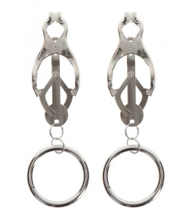 Затискачі-метелики з кільцем Butterfly Clamps With Ring, сріблясті - No Taboo