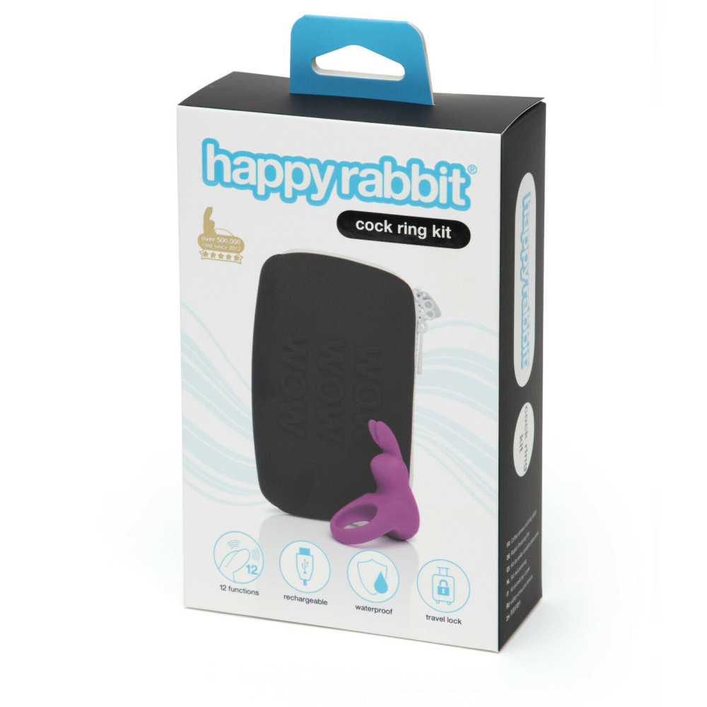 Эрекционное кольцо Happy Rabbit с вибрацией, с косметичкой, фиолетовое, 3.2 см фото №0 — секс игрушки: Украина, NO TABOO