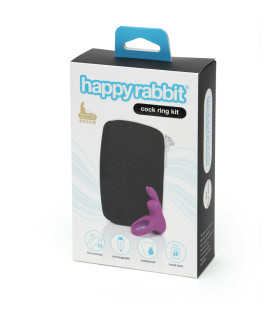 Эрекционное кольцо Happy Rabbit с вибрацией, с косметичкой, фиолетовое, 3.2 см - No Taboo