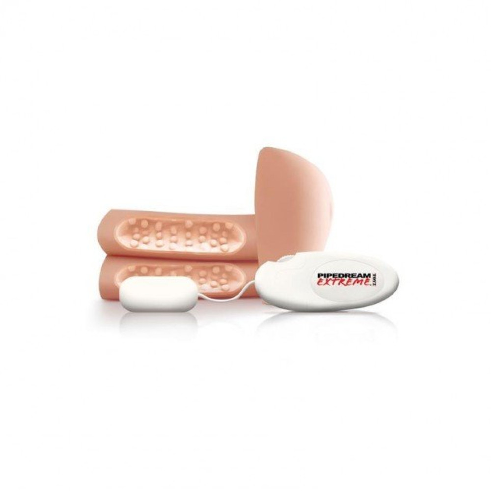 Мастурбатор реалистичный с двумя отверстиями Pipedream Extreme, с вибрацией, 18 х 6 см фото №3 — секс игрушки: Украина, NO TABOO