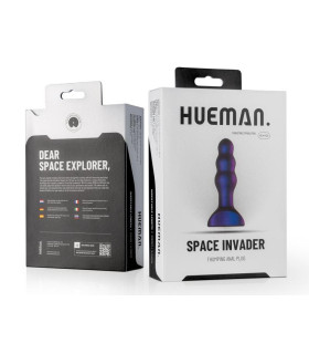 Анальная пробка с вибрацией Hueman, фиолетовая, 14 х 3.7 см - No Taboo