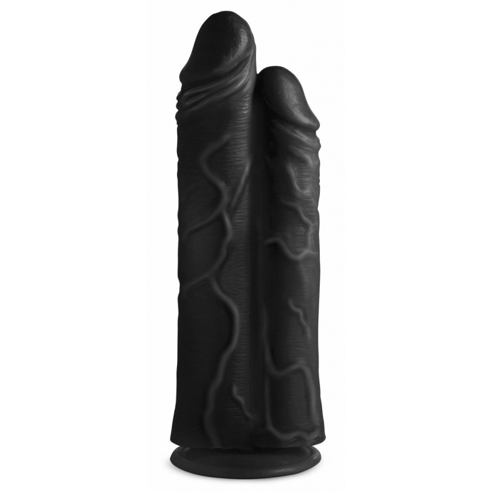 Двойной фаллоимитатор реалистичный Master Cock, черный, 25 х 9 см фото №0 — секс игрушки: Украина, NO TABOO