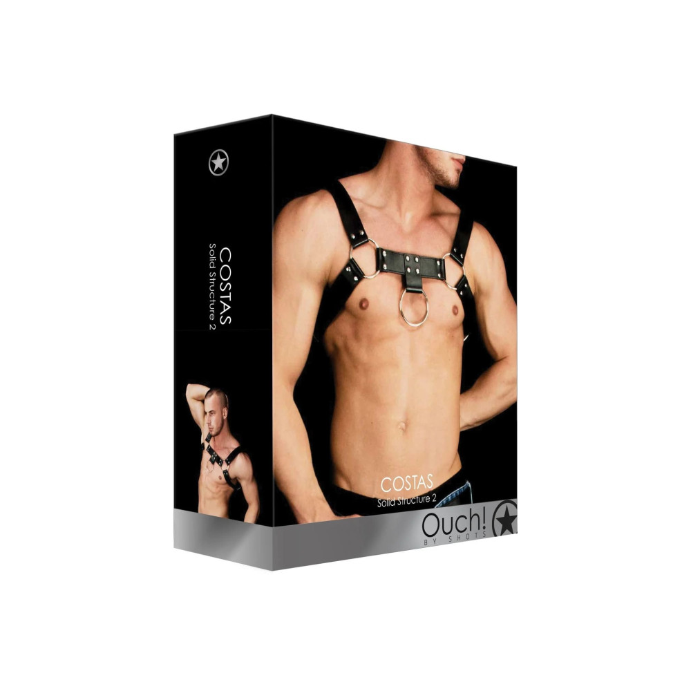 Портупея мужская Ouch, кожаная, черная, One Size , фото №2 — секс шоп Украина, NO TABOO