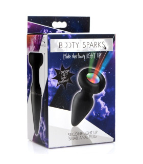 Анальна пробка S з підсвіткою Booty Sparks, чорна, 8.6 х 3 см - No Taboo