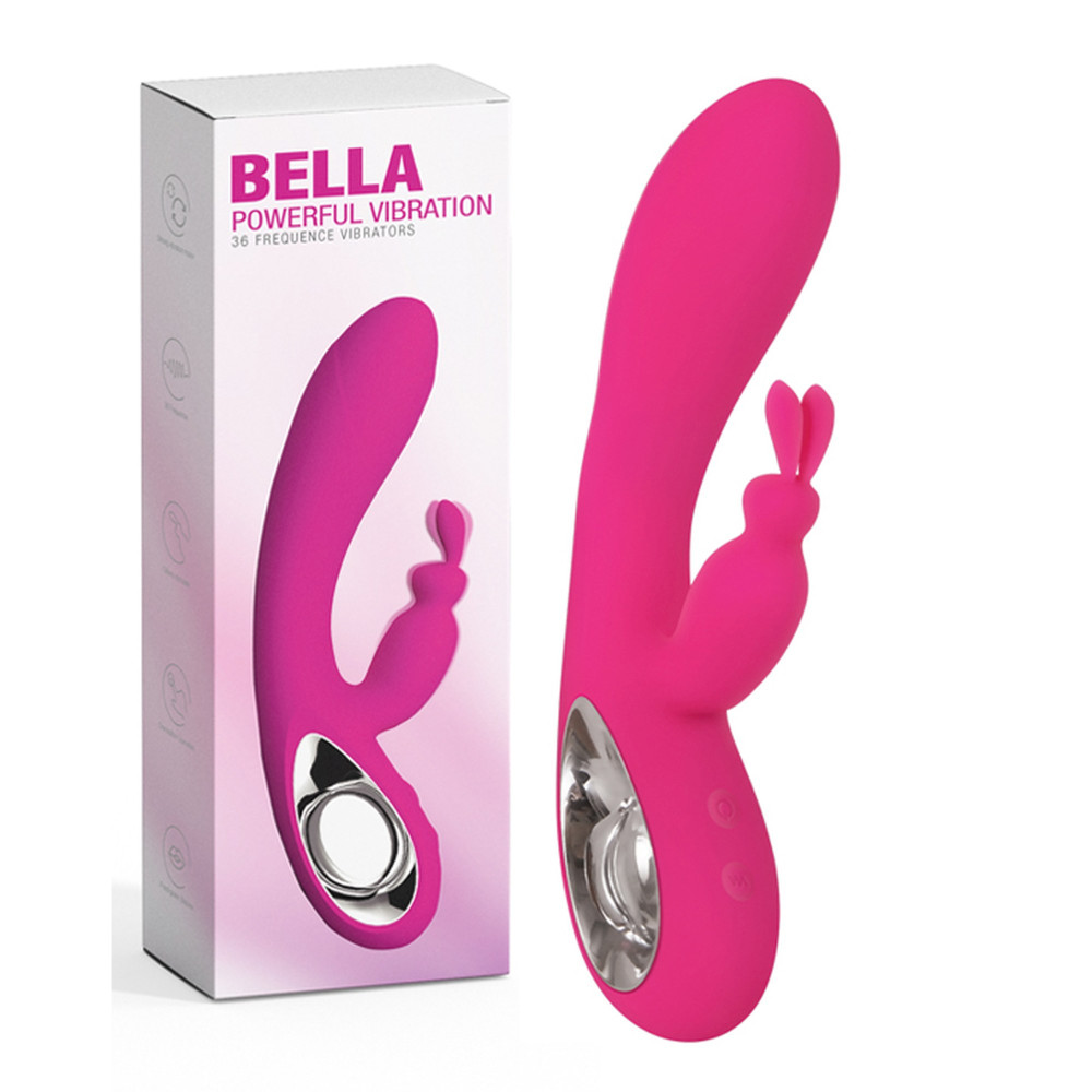 Вибратор-кролик для двойной стимуляции Bella, из силикона, черный, 19.5 х 3.5 см фото №2 — секс игрушки: Украина, NO TABOO