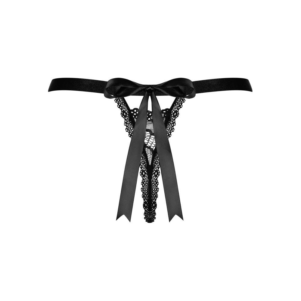 Эротические стринги Obsessive Isabellia S/M, кружевные, черные, фото №4 — секс шоп Украина, NO TABOO