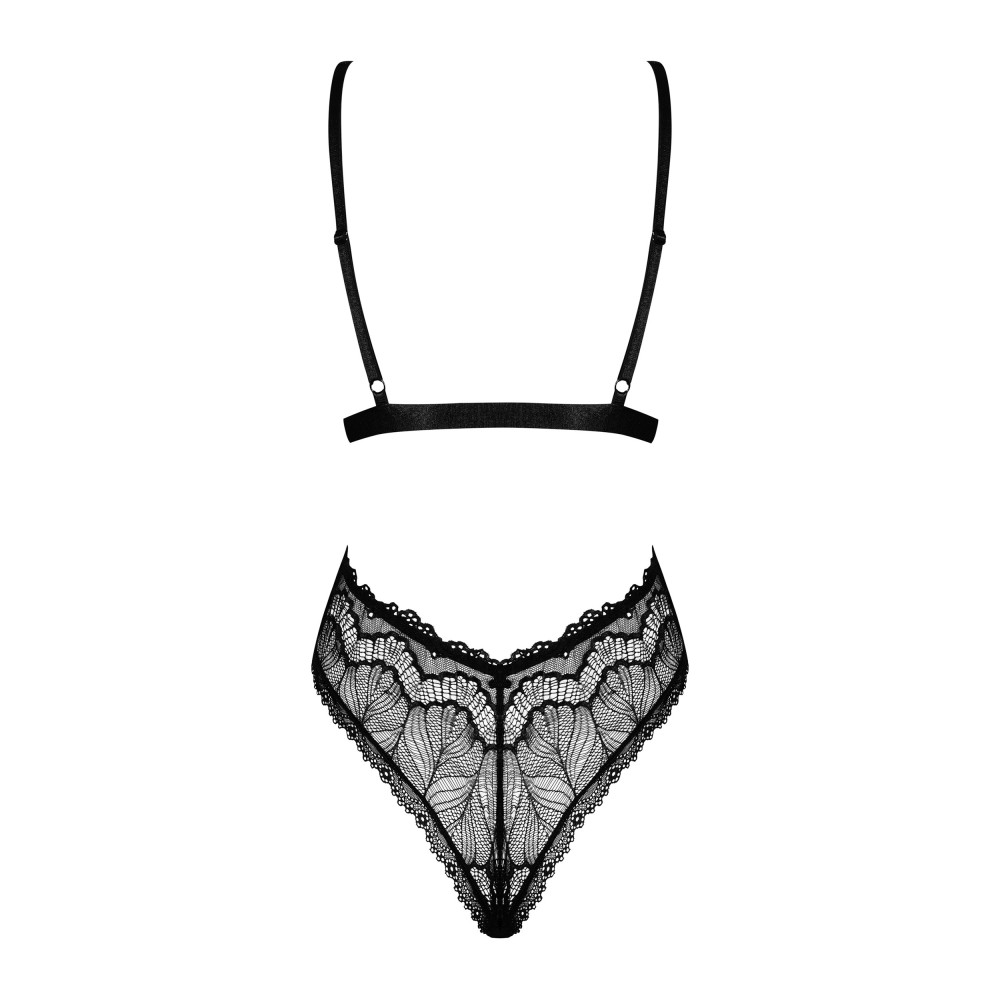 Сексуальное боди Obsessive Isabellia L/XL, с глубоким декольте, черное, фото №4 — секс шоп Украина, NO TABOO