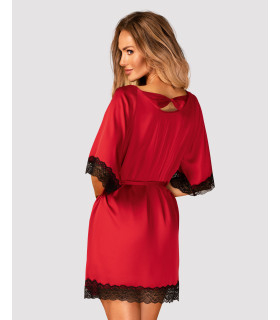 Сексуальный халат Sensuelia L/XL, с кружевом, красный - No Taboo