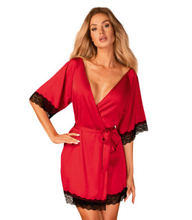 Сексуальный халат Sensuelia L/XL, с кружевом, красный - No Taboo