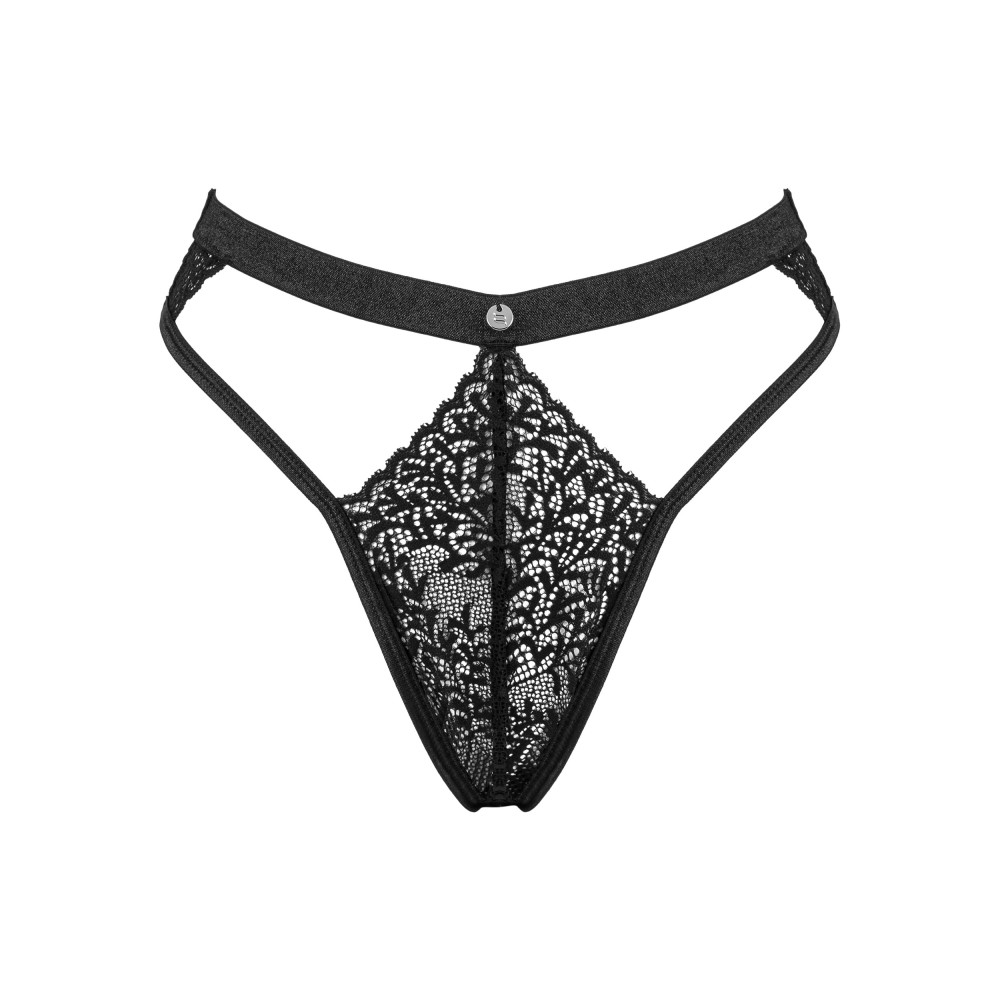 Еротичні стрінги Obsessive Yaskana M/L, мереживні, чорні, фото №3 — секс шоп Україна, NO TABOO