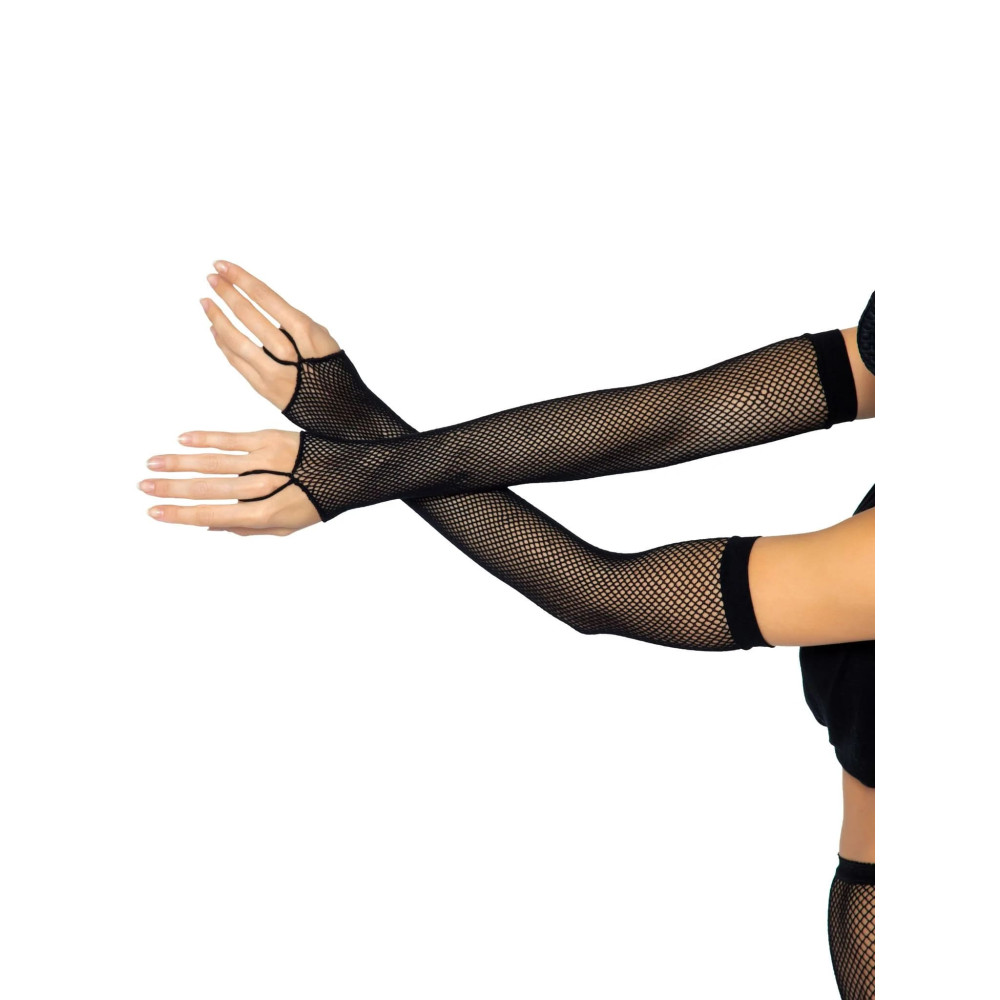 Перчатки в сеточку One Size Fishnet Arm Warmer Gloves от Leg Avenue, черные, фото №3 — секс шоп Украина, NO TABOO
