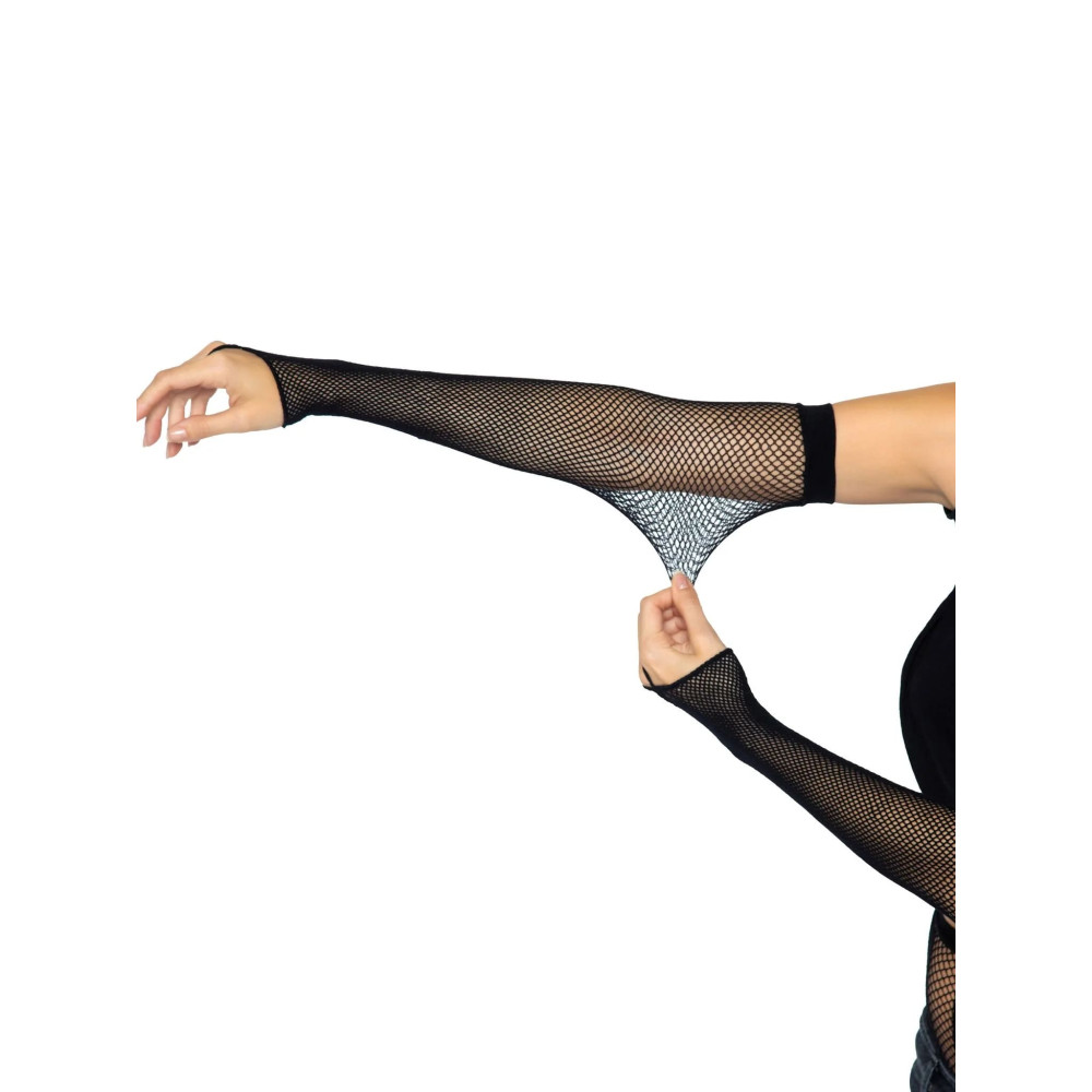 Перчатки в сеточку One Size Fishnet Arm Warmer Gloves от Leg Avenue, черные, фото №4 — секс шоп Украина, NO TABOO