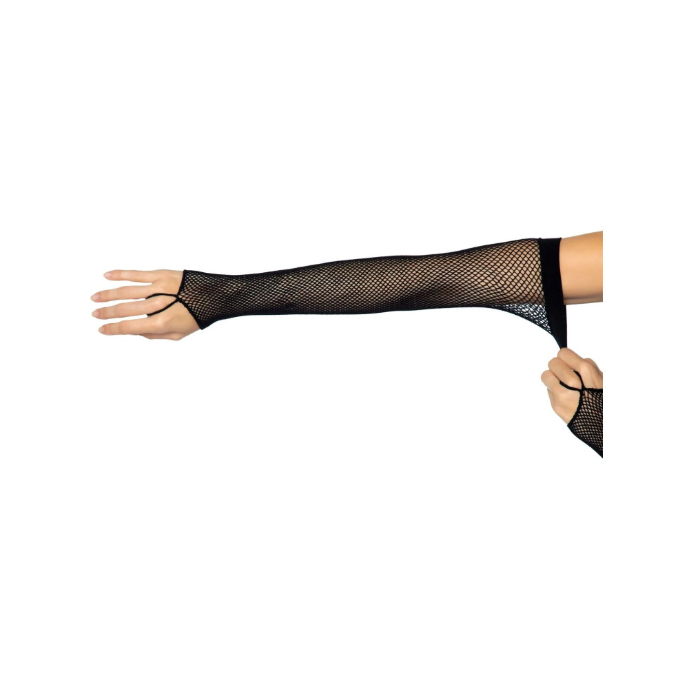 Перчатки в сеточку One Size Fishnet Arm Warmer Gloves от Leg Avenue, черные, фото №5 — секс шоп Украина, NO TABOO
