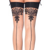 Чулки с узорами One Size Tana Sheer Thigh High Stockings от Leg Avenue, бежево-черные, фото №3 — секс шоп Украина, NO TABOO