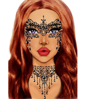 Стрази у вигляді вечірньої маски Masquerade Mask від Leg Avenue, чорного кольору - No Taboo