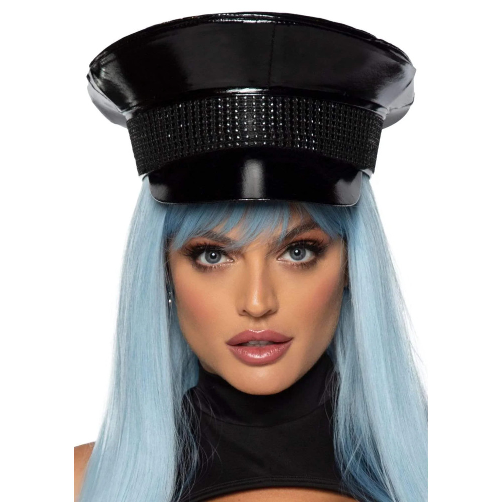 Военная шляпа со стразами One Size Rhinestone Trimmed Military Hat от Leg Avenue, черная, фото №0 — секс шоп Украина, NO TABOO