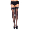 Чулки с кружевной коронкой One Size Bunny Sheer Thigh High от Leg Avenue, черные, фото №1 — секс шоп Украина, NO TABOO