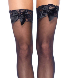 Чулки с кружевной коронкой One Size Bunny Sheer Thigh High от Leg Avenue, черные - No Taboo