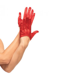 Перчатки сексуальные One Size Mini Cropped Satin Gloves от Leg Avenue, красные - No Taboo