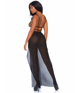Платье эротичное с открытой грудью S/M Yours Always Open Cup Gown Set от Leg Avenue, черное - No Taboo