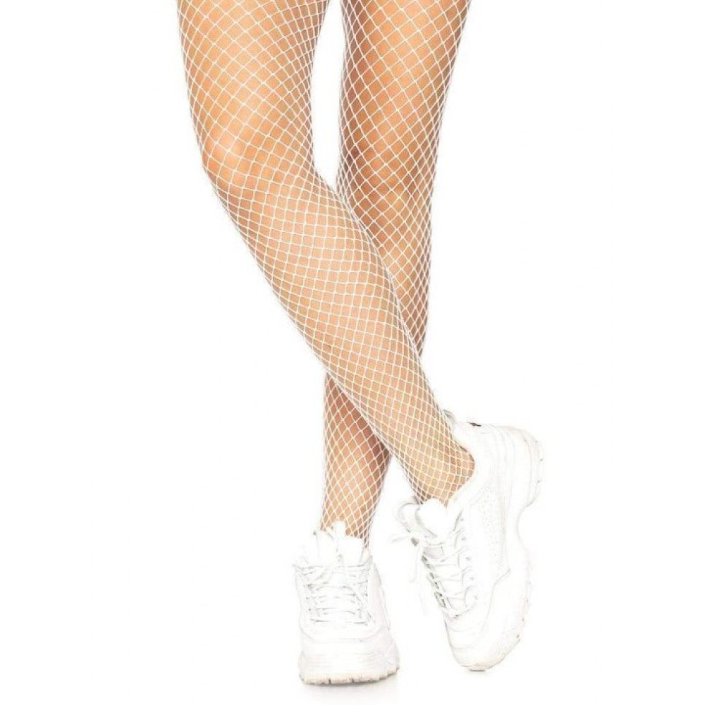 Колготки в сеточку One Size Gaia Spandex Net Industrial Tights от Leg Avenue, белые, фото №2 — секс шоп Украина, NO TABOO