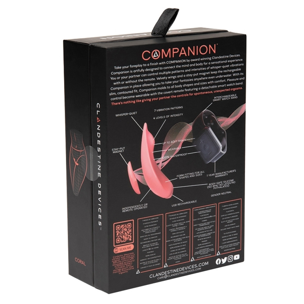 Вибратор в трусики с пультом управления Companion от Clandestine Devices, коралловый фото №7 — секс игрушки: Украина, NO TABOO