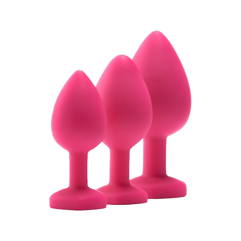 Набор анальных пробок Dream Toys Flirts с белыми кристаллами, розовые, 3 шт фото №5 — секс игрушки: Украина, NO TABOO