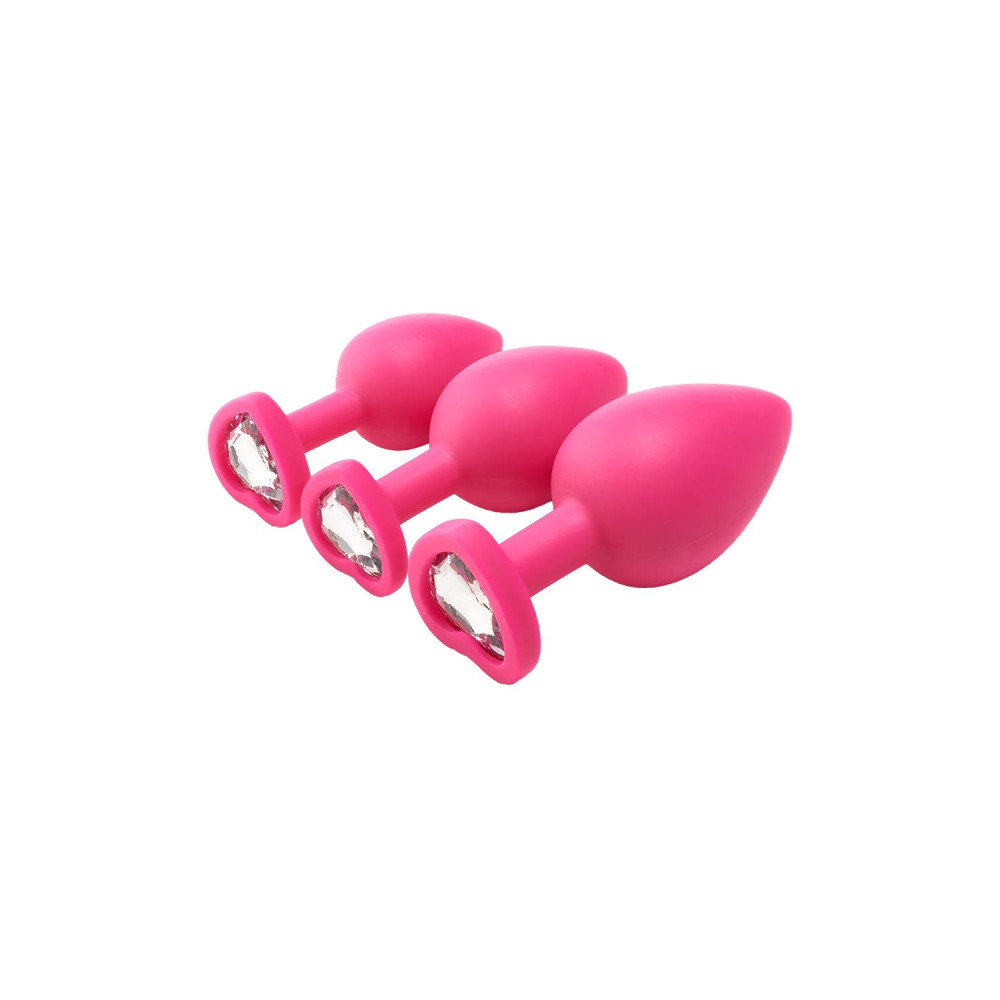 Набор анальных пробок Dream Toys Flirts с белыми кристаллами, розовые, 3 шт фото №8 — секс игрушки: Украина, NO TABOO