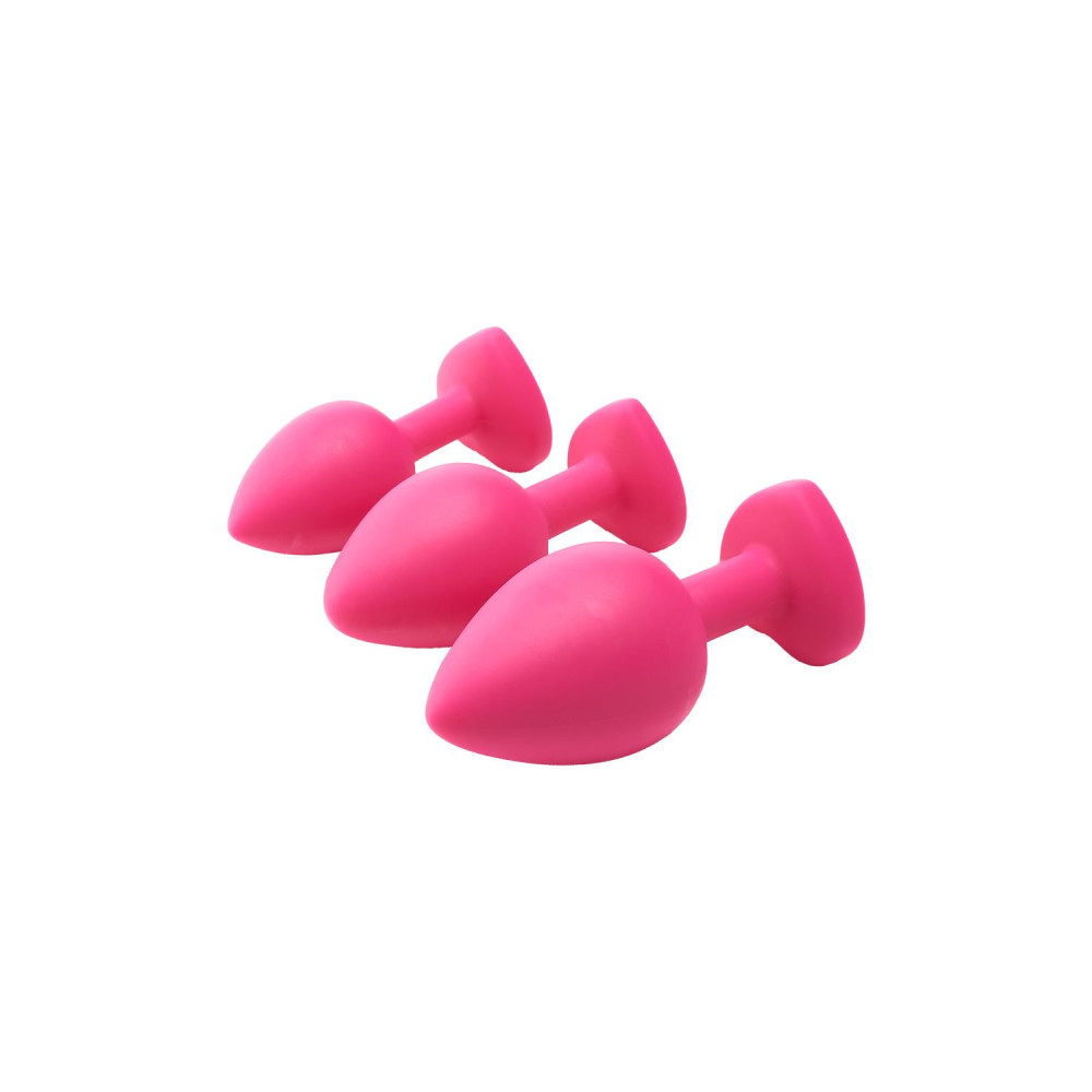 Набор анальных пробок Dream Toys Flirts с белыми кристаллами, розовые, 3 шт фото №9 — секс игрушки: Украина, NO TABOO