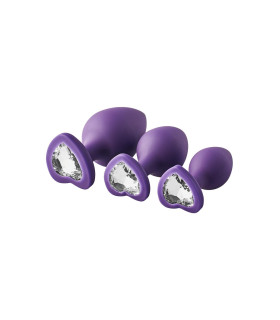 Набор анальных пробок с кристаллами Dream Toys Flirts, фиолетовые - No Taboo
