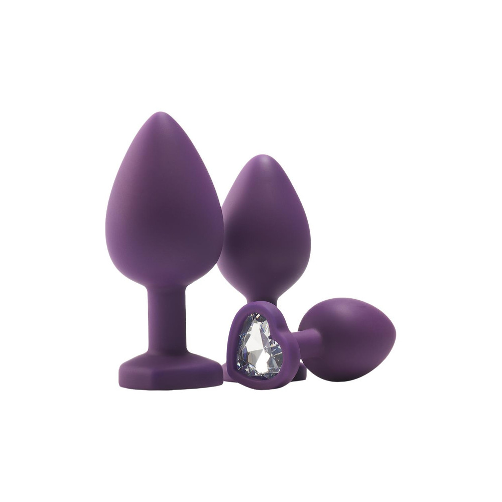 Набор анальных пробок с кристаллами Dream Toys Flirts, фиолетовые фото №4 — секс игрушки: Украина, NO TABOO