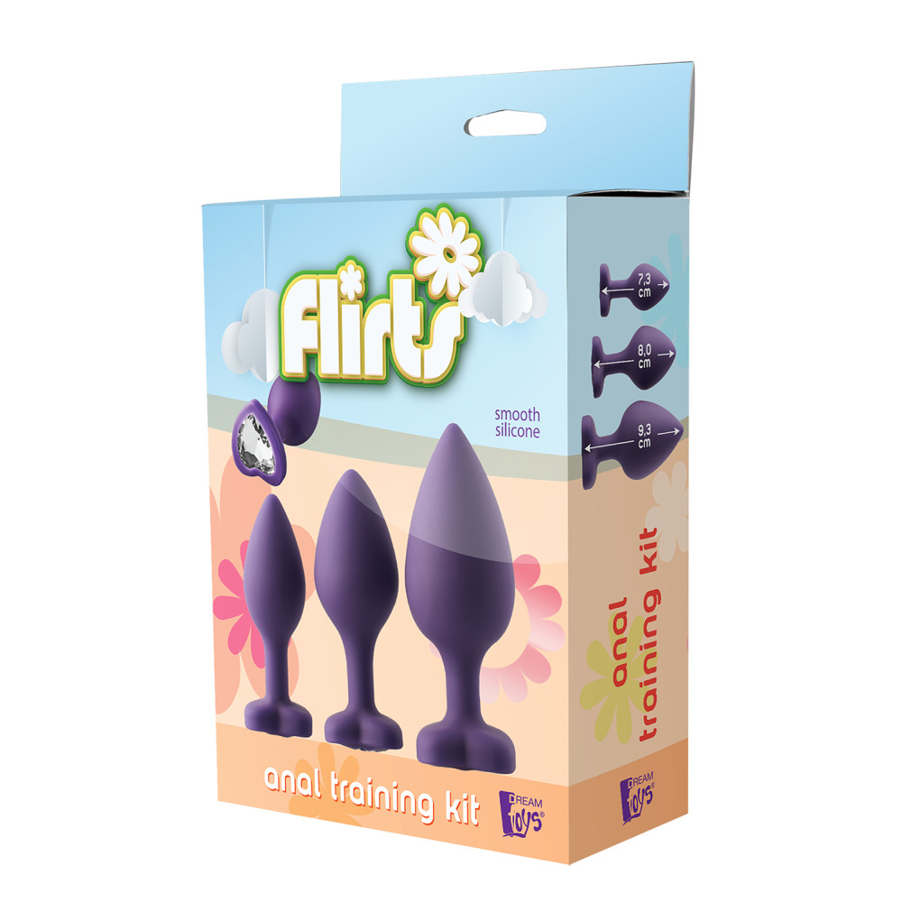 Набор анальных пробок с кристаллами Dream Toys Flirts, фиолетовые фото №2 — секс игрушки: Украина, NO TABOO
