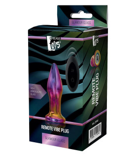 Анальная пробка с вибрацией Glamour Glass Dream Toys, стеклянная, разноцветная, 11 х 3.8 см - No Taboo