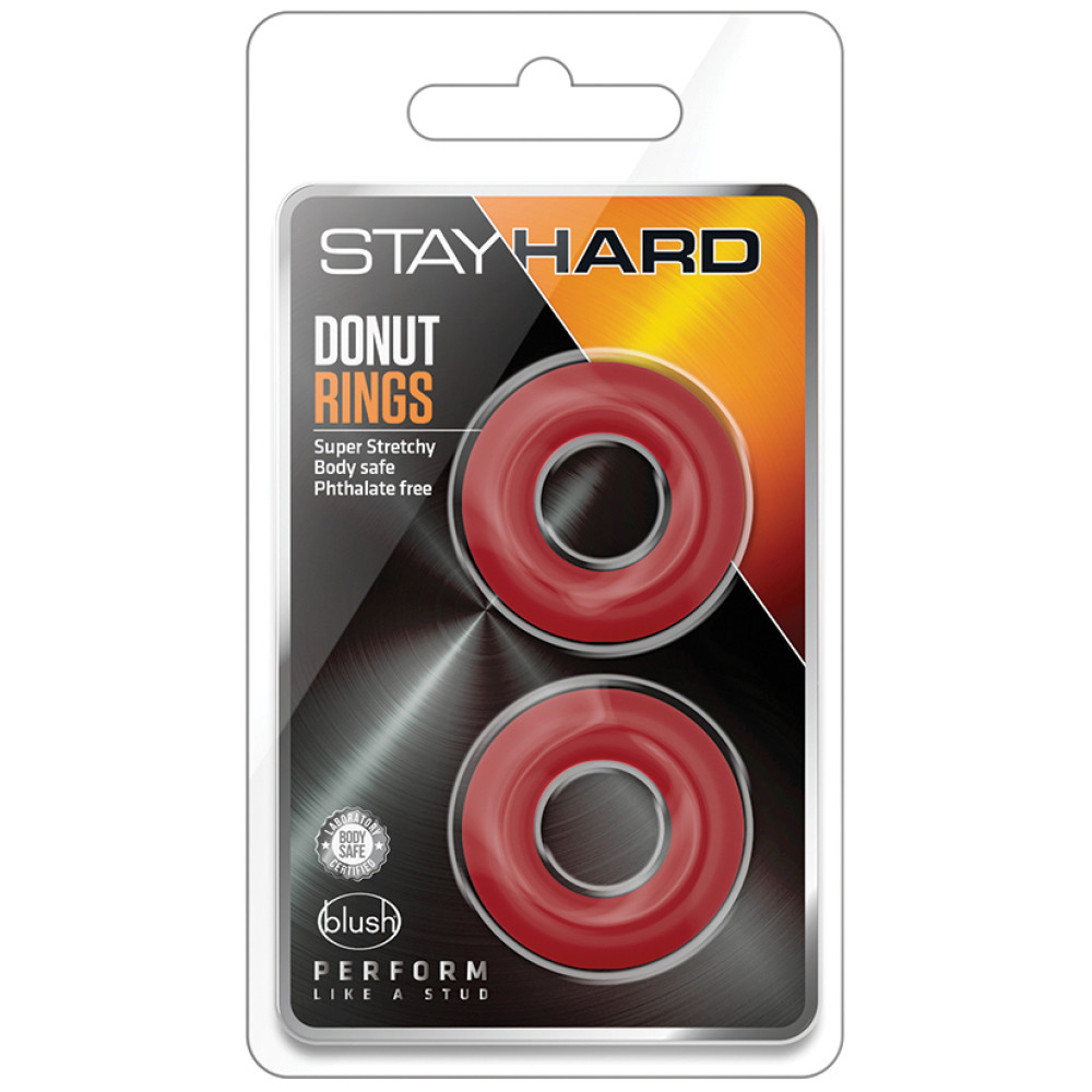 Эрекционные кольца Stay Hard, красные, 2 штуки, 1.7 см фото №2 — секс игрушки: Украина, NO TABOO