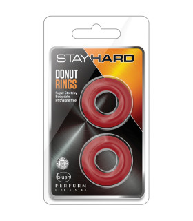 Эрекционные кольца Stay Hard, красные, 2 штуки, 1.7 см - No Taboo