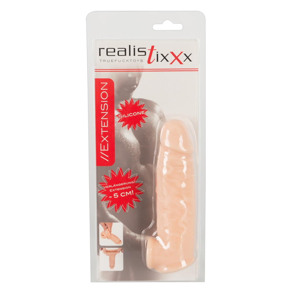 Насадка для члена реалистичная Realistixxx, бежевая, 16 х 3 см фото №2 — секс игрушки: Украина, NO TABOO