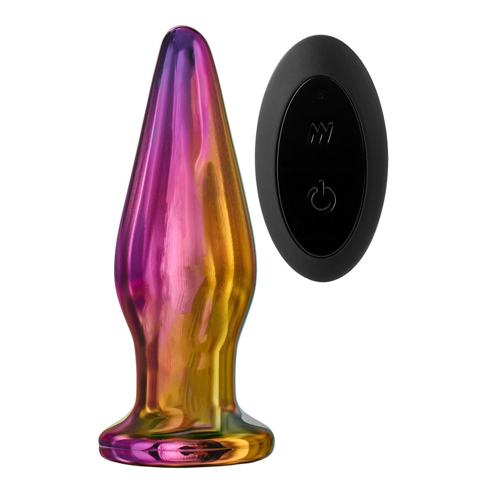 Анальная пробка с вибрацией Glamour Glass от Dream Toys, из стекла, разноцветная, 12.5 х 2.6 см фото №0 — секс игрушки: Украина, NO TABOO